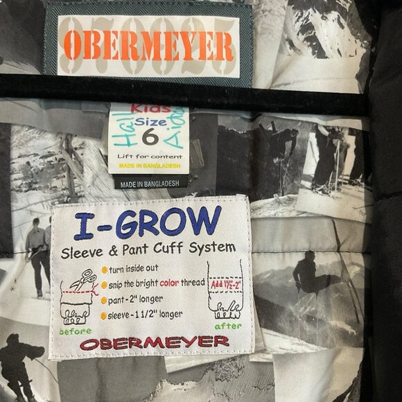Obermeyer Green Boys Overall size 8 Jacket Size 7 Winter Snow Coat & Pants Set - Picture 14 of 16